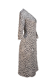 Diane von Furstenberg - Black & Cream Abstract Print Silk Wrap Dress Sz 6