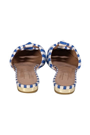 Aquazzura - Blue, White & Gold Striped Pointed Toe Mule Flats Sz 8.5 - Current Boutique