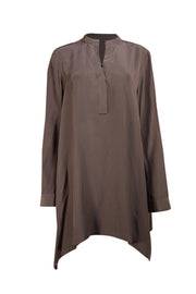 Lafayette 148 - Ashy Brown Silk Tunic Top Sz XL - Current Boutique