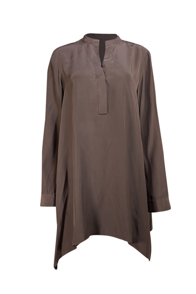 Lafayette 148 - Ashy Brown Silk Tunic Top Sz XL - Current Boutique