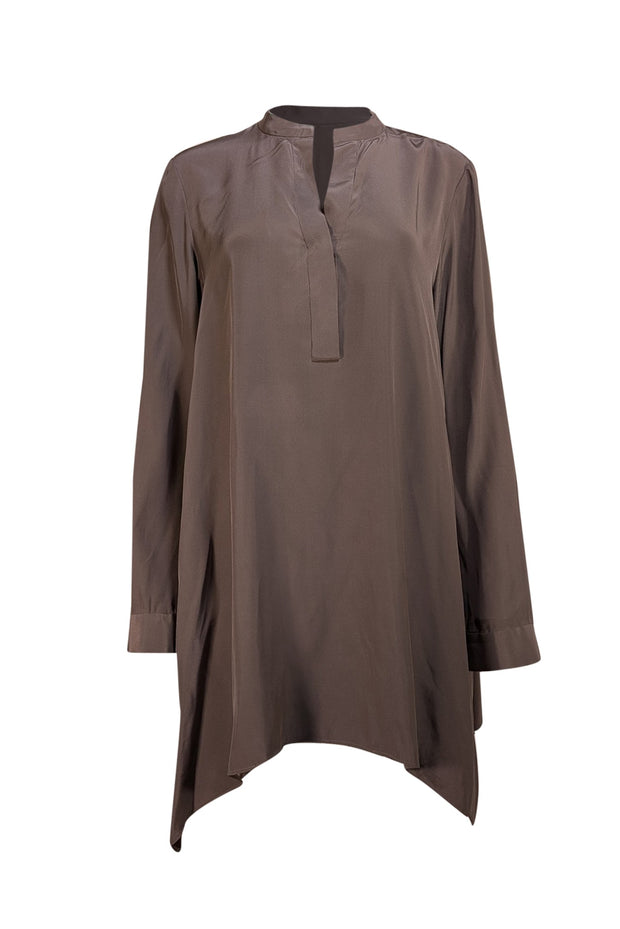 Lafayette 148 - Ashy Brown Silk Tunic Top Sz XL - Current Boutique