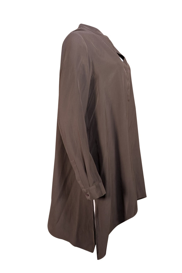 Lafayette 148 - Ashy Brown Silk Tunic Top Sz XL - Current Boutique