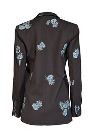 Smythe - Black w/ Blue & Green Floral Print Detail Blazer Sz XS - Current Boutique