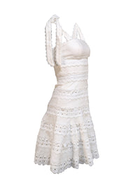 Zimmermann - Ivory Eyelet Trim Sleeveless Dress Sz 4 - Current Boutique