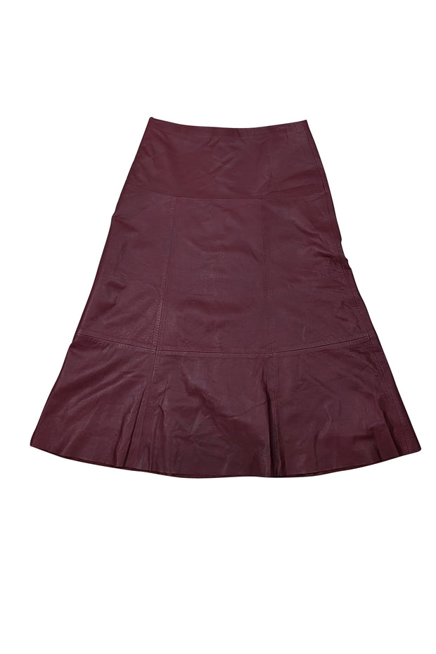 ATM - Maroon Leather A Line Skirt Sz 6