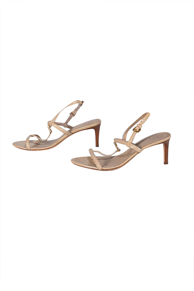 Tory Burch - Beige Strappy Logo Strap Sandal Heel Sz 9.5