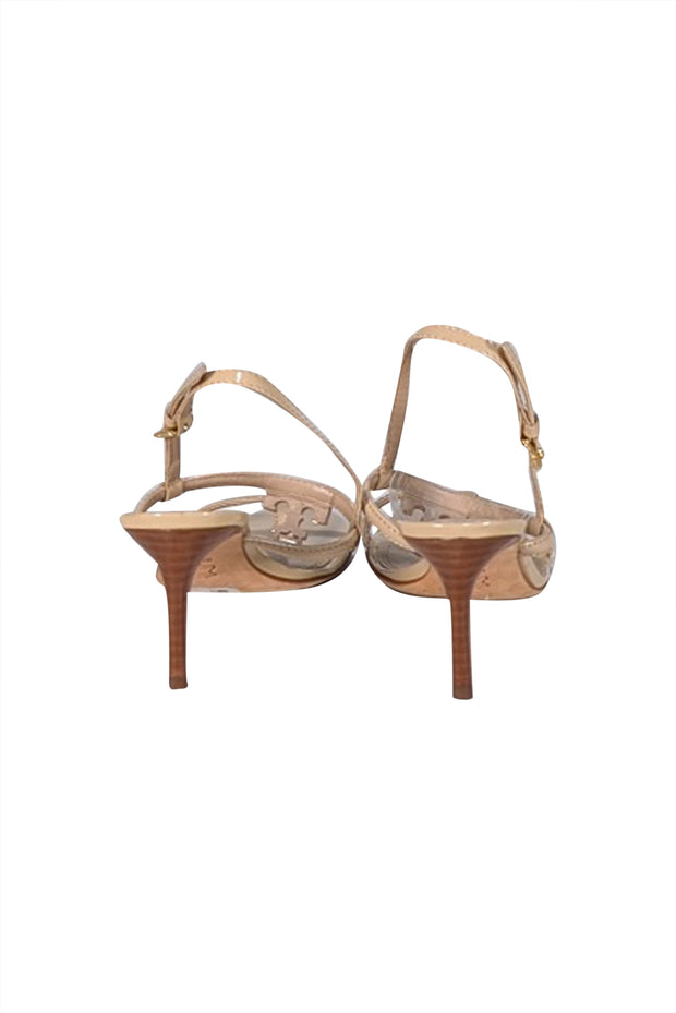 Tory Burch - Beige Strappy Logo Strap Sandal Heel Sz 9.5