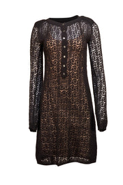 Marc by Marc Jacobs - Black Pointelle Knit Long Sleeve Dress Sz S - Current Boutique