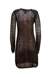Marc by Marc Jacobs - Black Pointelle Knit Long Sleeve Dress Sz S - Current Boutique