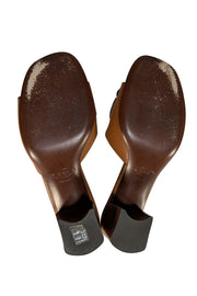 Tod's - Tan Leather Open Toe Mule Sandal Heels Sz 7 - Current Boutique