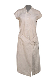 Ropè - Tan Collared Wrap Midi Shirtdress Size S