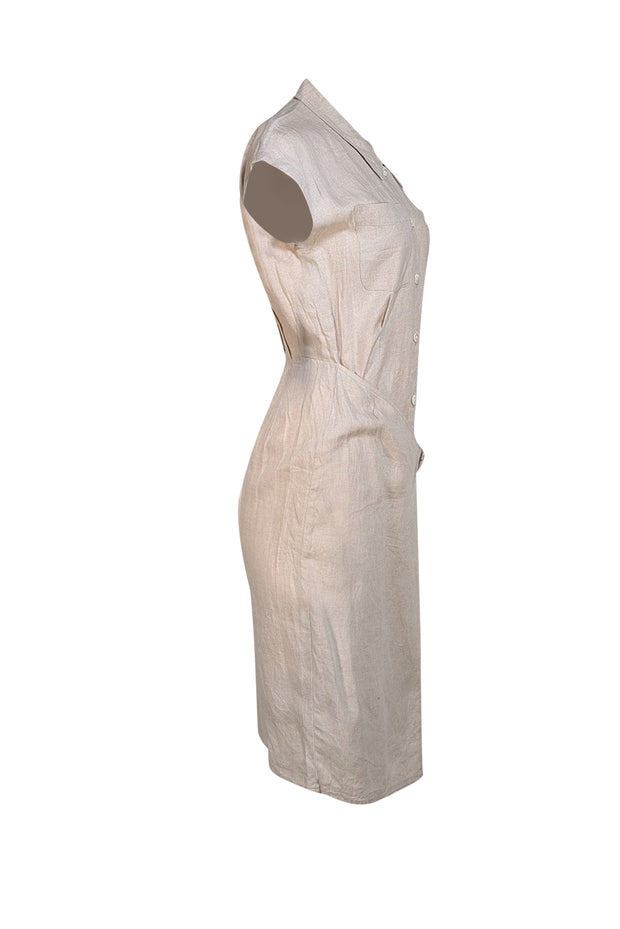 Ropè - Tan Collared Wrap Midi Shirtdress Size S