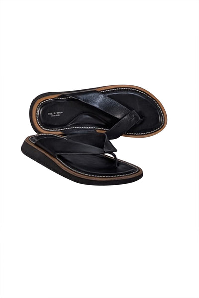 Rag & Bone - Black Leather Upper Thong Sandals Sz 8.5