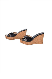 Jimmy Choo - Black Patent Leather Cork Mule Wedges Sz 10.5