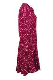 Rebecca Taylor - Red & Cream Silk Heart Print Button Front Dress Sz M - Current Boutique