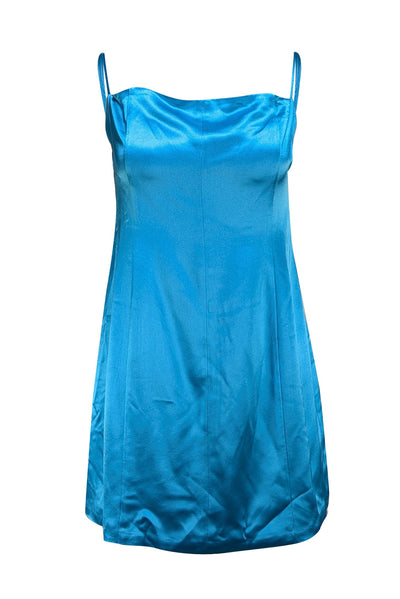 Retrofete - Teal Blue Satin Mini Slip  "Janessa" Dress Sz XL - Current Boutique