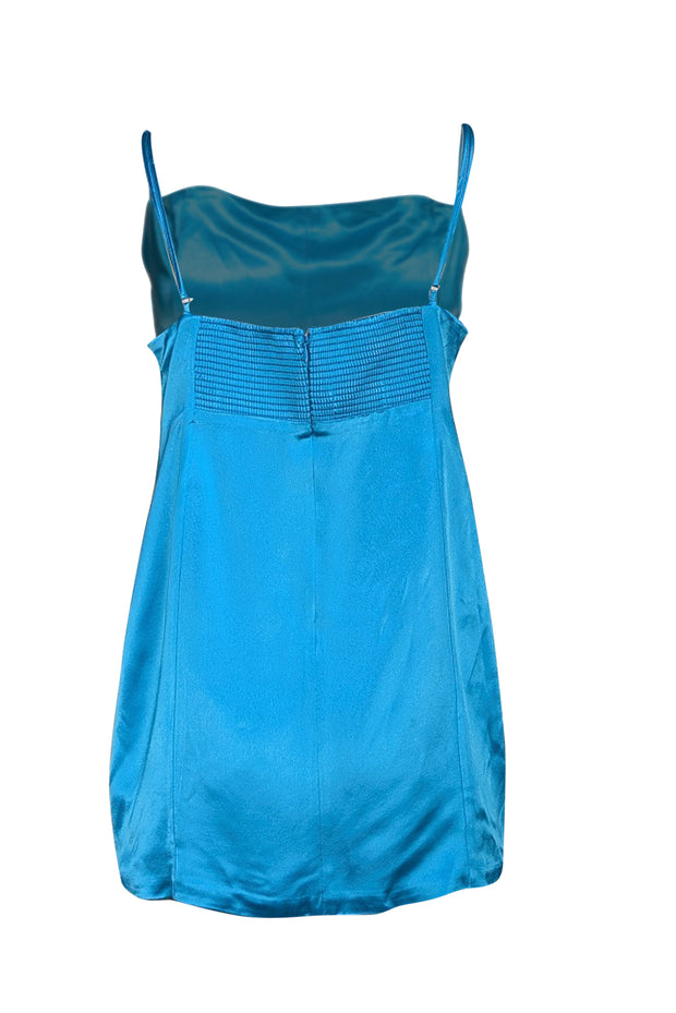 Retrofete - Teal Blue Satin Mini Slip  "Janessa" Dress Sz XL - Current Boutique