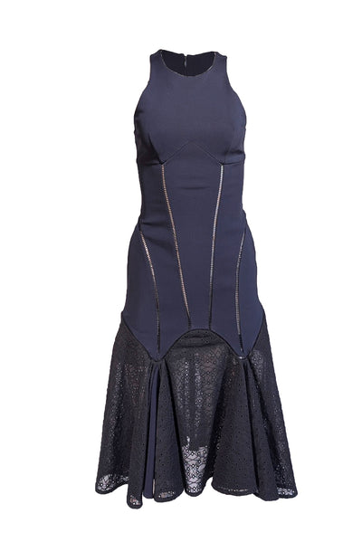 Jonathan Simkhai - Navy Sleeveless Fit & Flare Midi Dress Sz 4 - Current Boutique