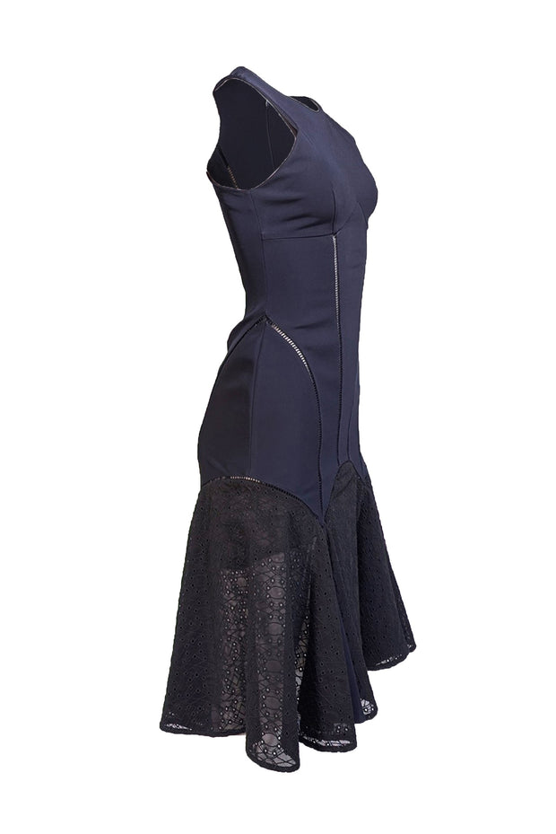 Jonathan Simkhai - Navy Sleeveless Fit & Flare Midi Dress Sz 4 - Current Boutique