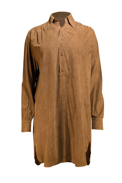 Ralph Lauren - Brown Suede Long Sleeve Shirtdress Sz 2 - Current Boutique