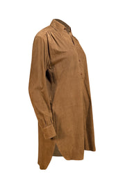 Ralph Lauren - Brown Suede Long Sleeve Shirtdress Sz 2 - Current Boutique