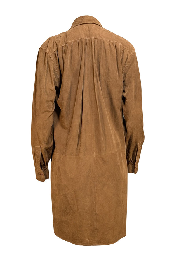Ralph Lauren - Brown Suede Long Sleeve Shirtdress Sz 2 - Current Boutique