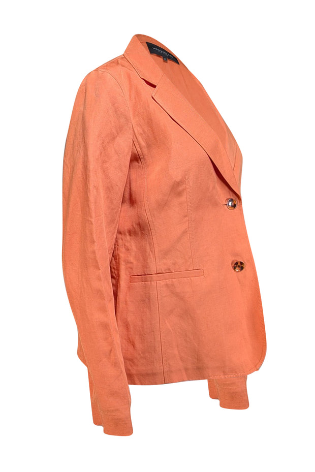 Lafayette 148 - Orange Silk & Linen Blend Blazer Sz 8 - Current Boutique