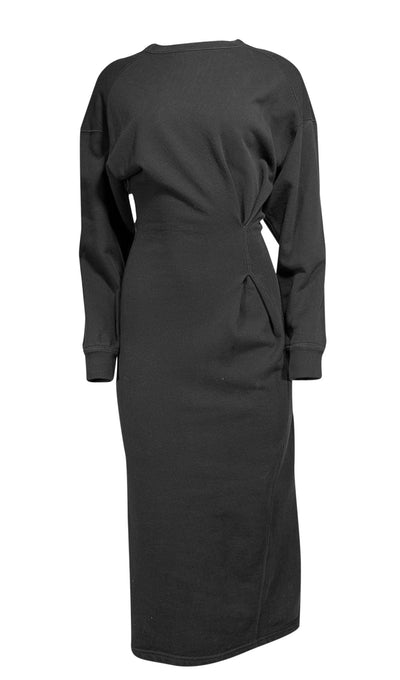 Isabel Marant Etoile - Black Sweatshirt Midi "Meg" Dress Sz 2 - Current Boutique