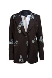 Smythe - Black w/ Blue & Green Floral Print Detail Blazer Sz M