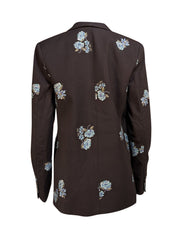 Smythe - Black w/ Blue & Green Floral Print Detail Blazer Sz M