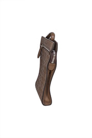 Ferragamo - Dark Olive Gancini Embossed Leather Zip Pouch