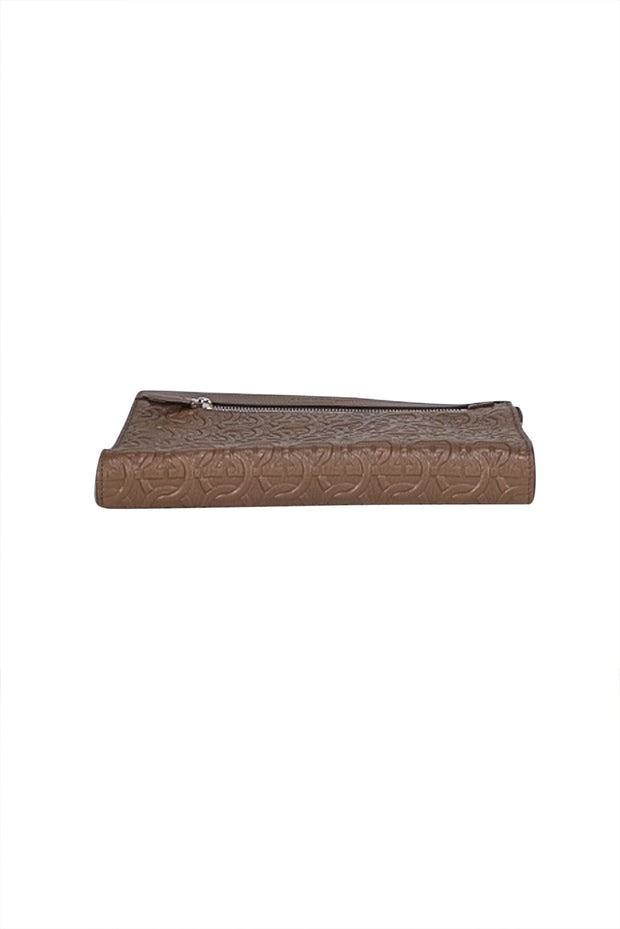 Ferragamo - Dark Olive Gancini Embossed Leather Zip Pouch