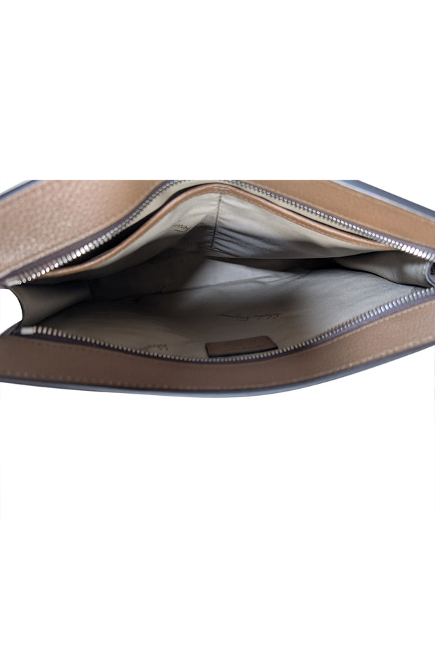 Ferragamo - Dark Olive Gancini Embossed Leather Zip Pouch