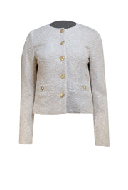 Rag & Bone - Beige & Gold Knit Crop Lady Jacket Sz 4 - Current Boutique