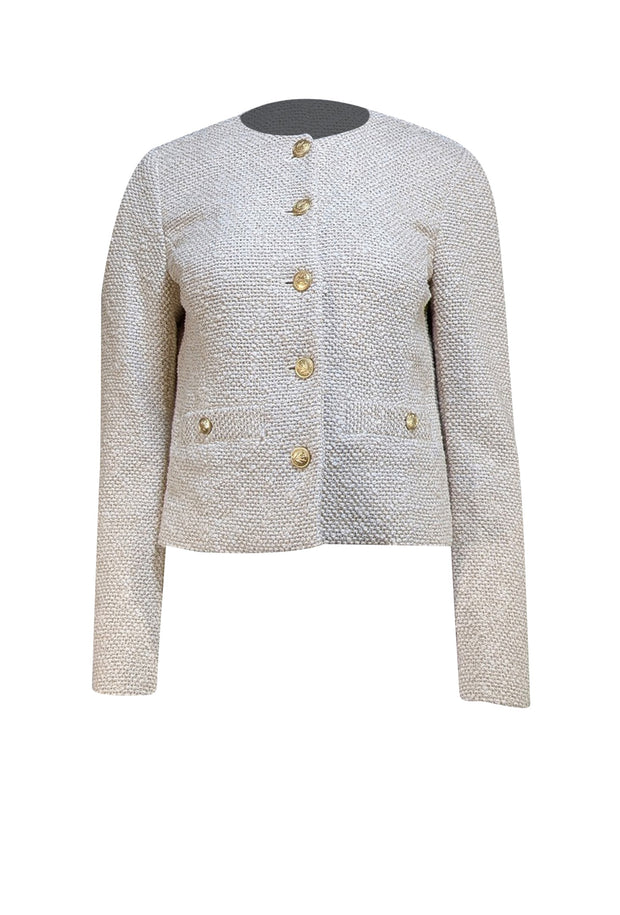 Rag & Bone - Beige & Gold Knit Crop Lady Jacket Sz 4 - Current Boutique