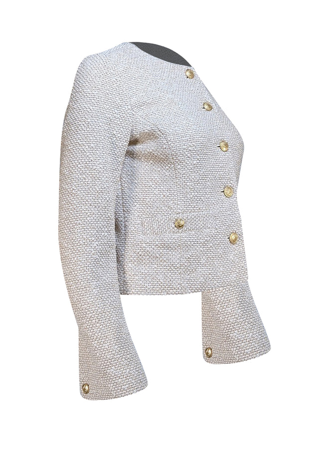 Rag & Bone - Beige & Gold Knit Crop Lady Jacket Sz 4 - Current Boutique