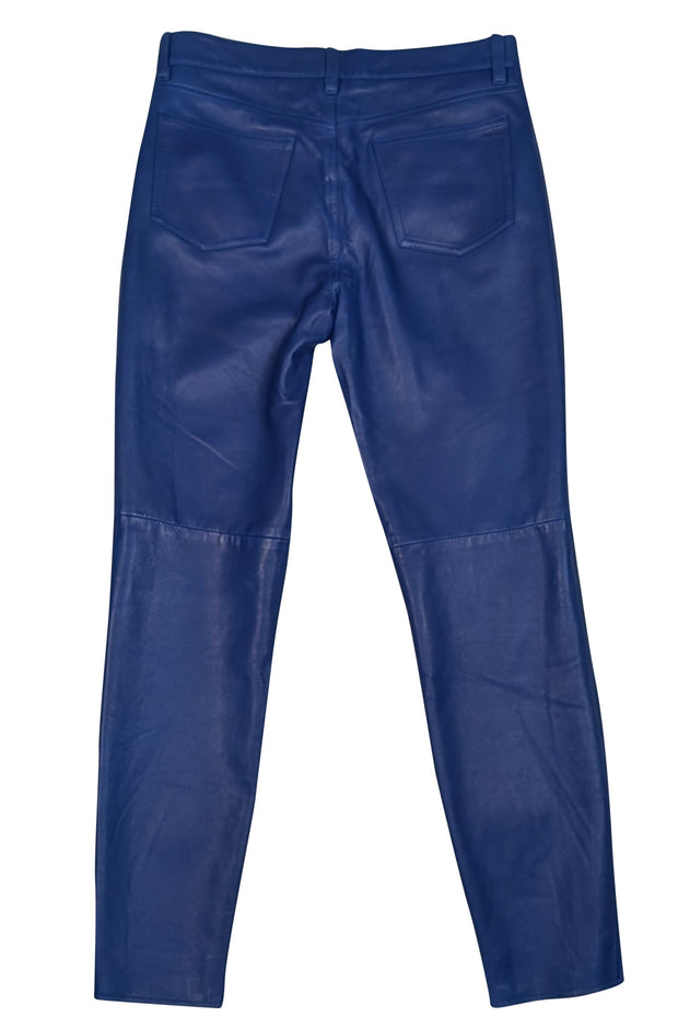 Ralph Lauren - Dark Blue Leather Skinny Leg Pants Sz 4 - Current Boutique