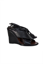 Tory Burch - Black Leather Wedge Heel Sz 7