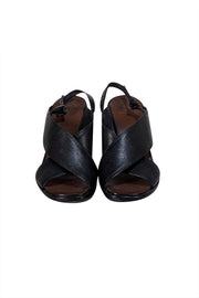 Tory Burch - Black Leather Wedge Heel Sz 7