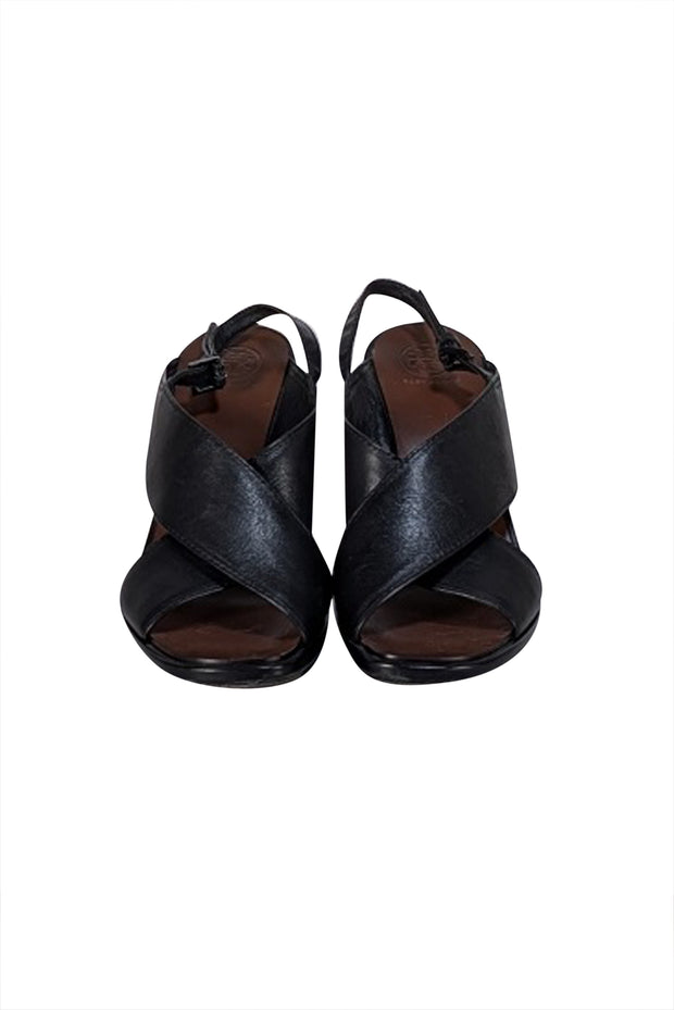 Tory Burch - Black Leather Wedge Heel Sz 7