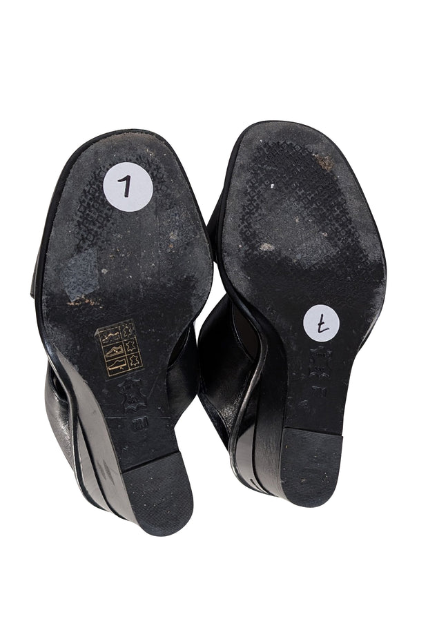 Tory Burch - Black Leather Wedge Heel Sz 7