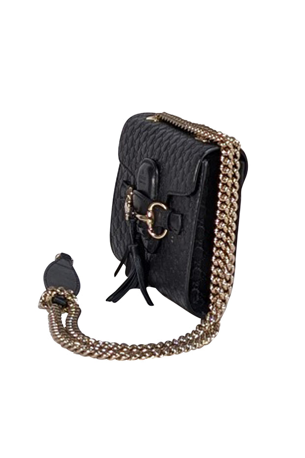 Gucci - Black Leather Microguccissima Emily Mini Crossbody Bag
