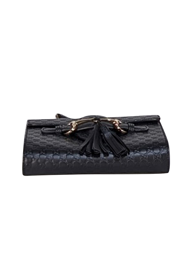 Gucci - Black Leather Microguccissima Emily Mini Crossbody Bag