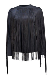 Lafayette 148 - Black Fringe Covered Long Sleeve Shirt Sz S