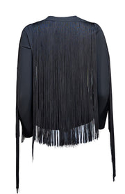 Lafayette 148 - Black Fringe Covered Long Sleeve Shirt Sz S