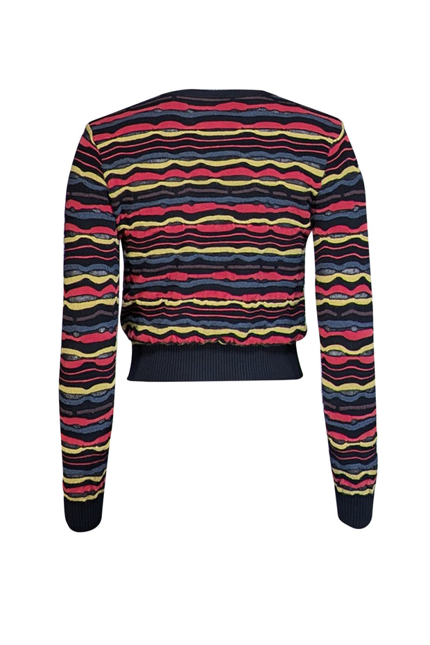 Missoni - Black, Red & Yellow Striped Knit Cardigan Sz 4 - Current Boutique