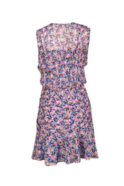 Veronica Beard - Lilac, Blue, & White Floral Print Silk Mini Dress Sz 8 - Current Boutique