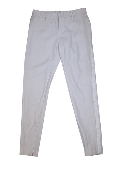 Yves Saint Laurent - Ivory Wool with Silk Trim Tapered Pant Sz 6 - Current Boutique