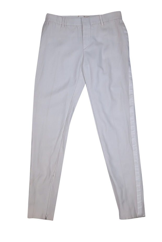 Yves Saint Laurent - Ivory Wool with Silk Trim Tapered Pant Sz 6 - Current Boutique