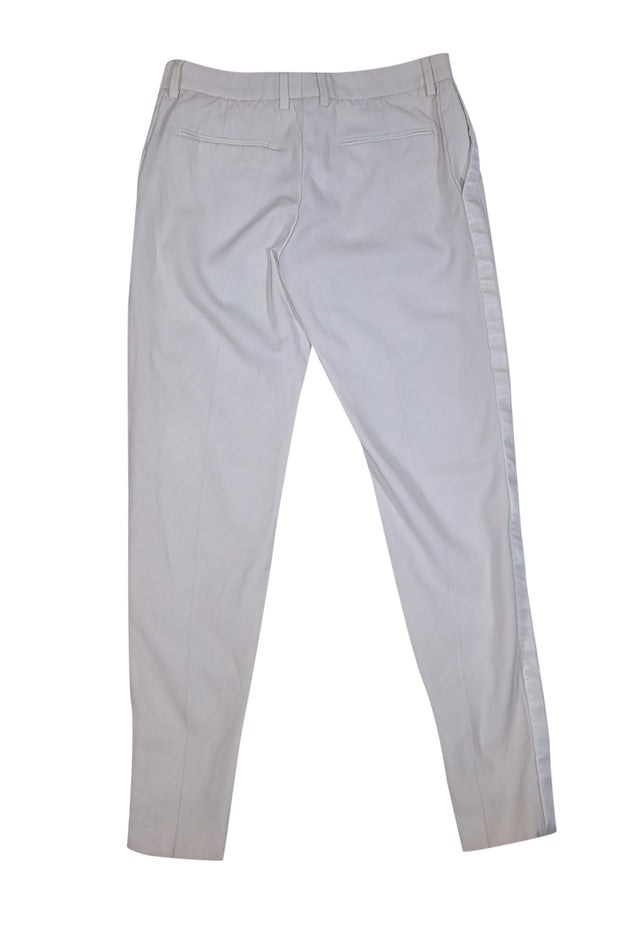 Yves Saint Laurent - Ivory Wool with Silk Trim Tapered Pant Sz 6 - Current Boutique